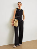 Cotton & Linen Pants Set With Pockets