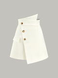 Asymmetric Metal Button Decor Pocket Mini Skort