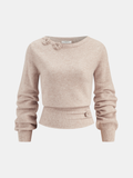 3D Floral Embellished Cinched-Waist Knit Top