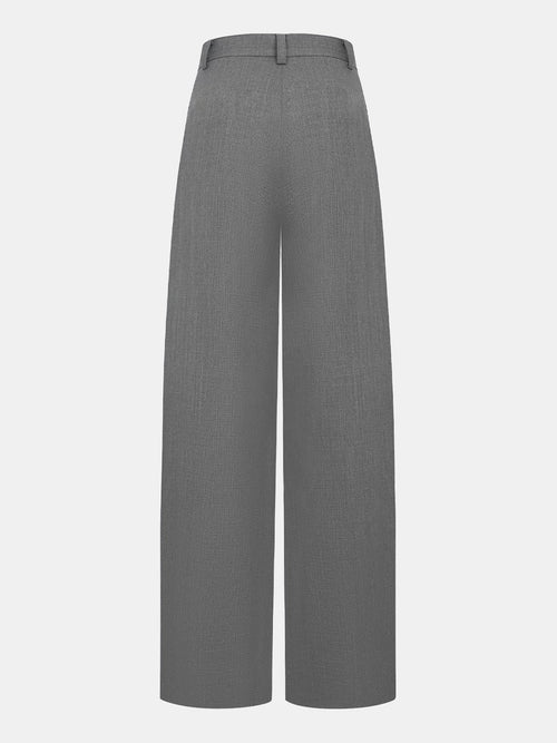Asymmetric Pleated Wide-Leg Pants