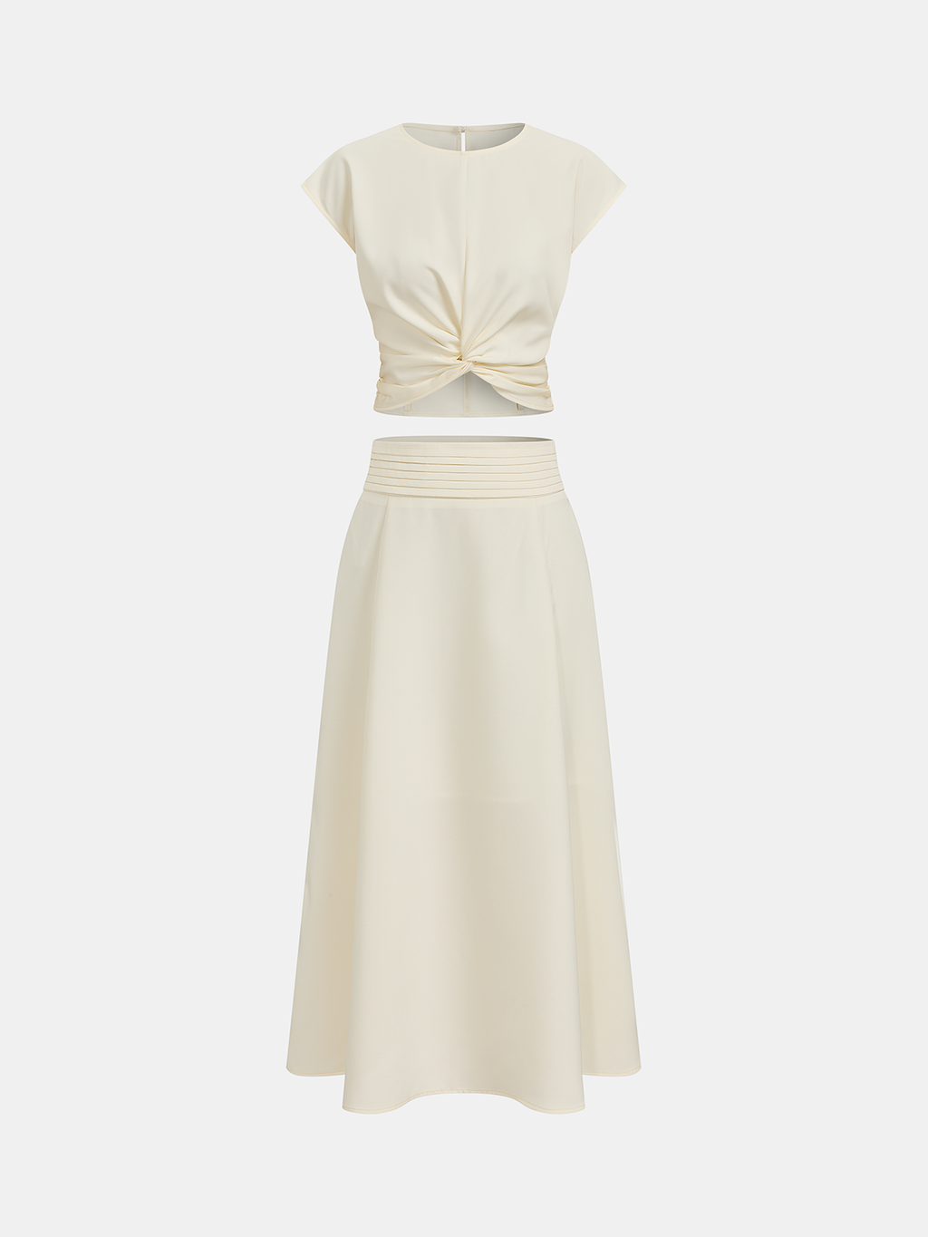 Twist-Front Crop Top & Midi Skirt Set