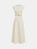 Twist-Front Crop Top & Midi Skirt Set