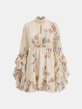 Layered Ruffled Floral Chiffon Mini Dress