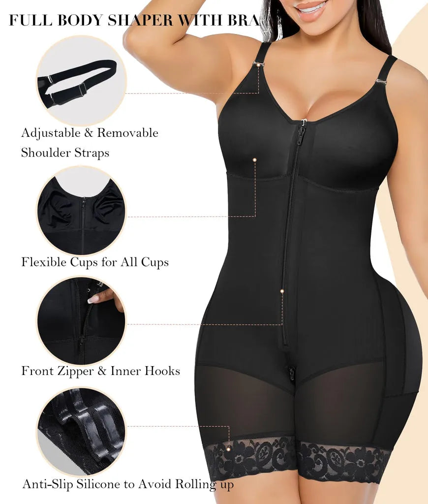 Elite Colombian Full Body Shaper With Front Zipper