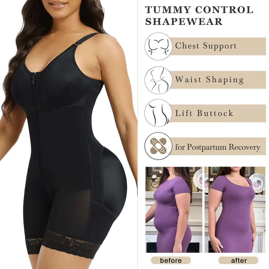 Elite Colombian Full Body Shaper With Front Zipper