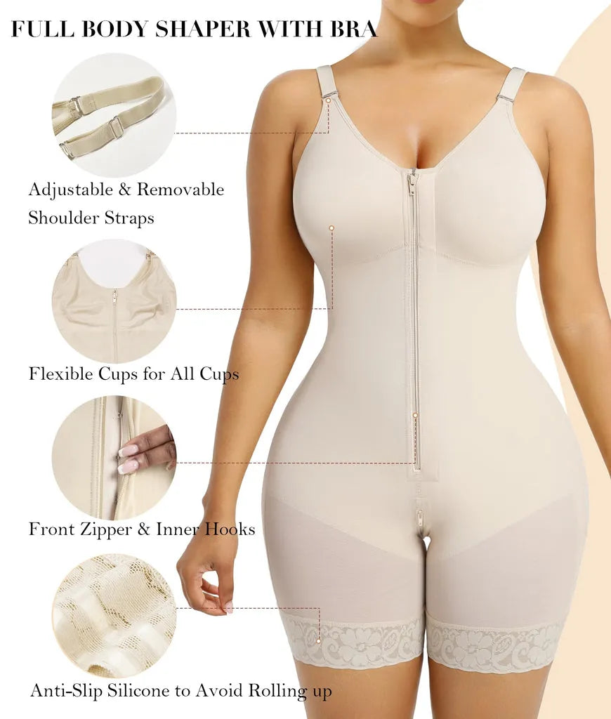Elite Colombian Full Body Shaper With Front Zipper