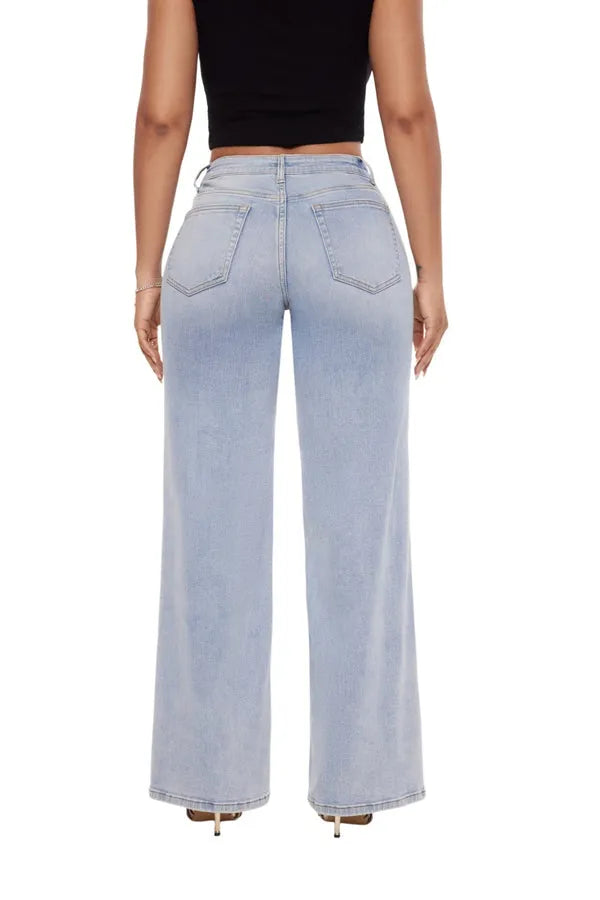 Elite Retro Wide Leg Baggy Jeans Stretchy Denim