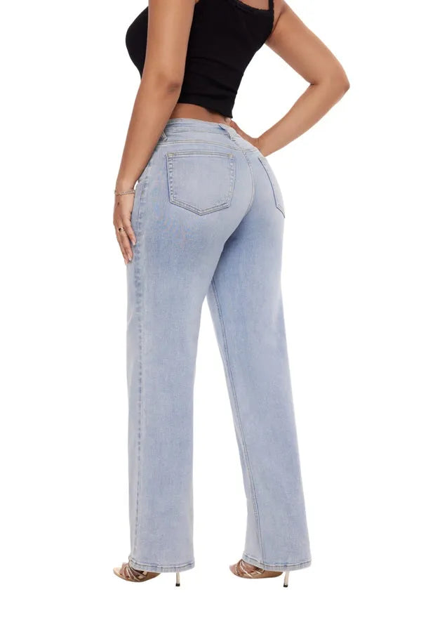Elite Retro Wide Leg Baggy Jeans Stretchy Denim
