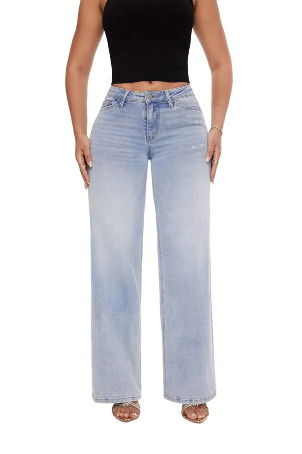 Elite Retro Wide Leg Baggy Jeans Stretchy Denim