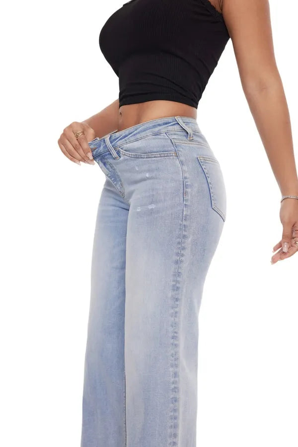 Elite Retro Wide Leg Baggy Jeans Stretchy Denim