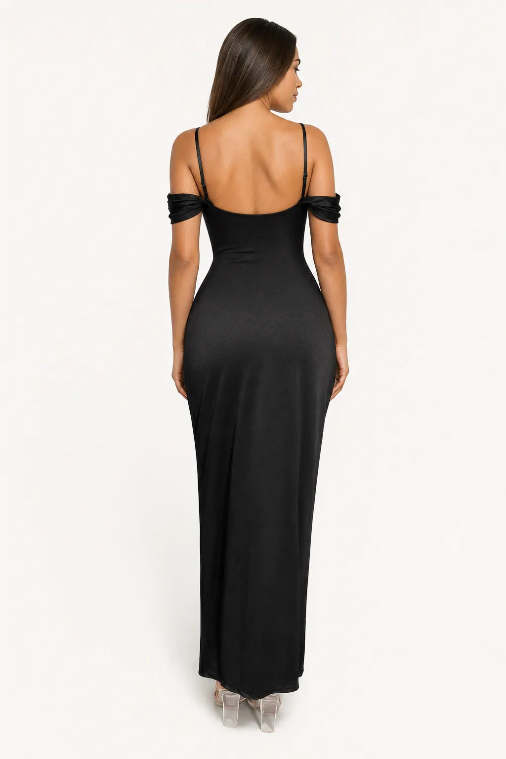 Shapewear Off Shoulder Shine Ruched Sculpting Maxi Dress