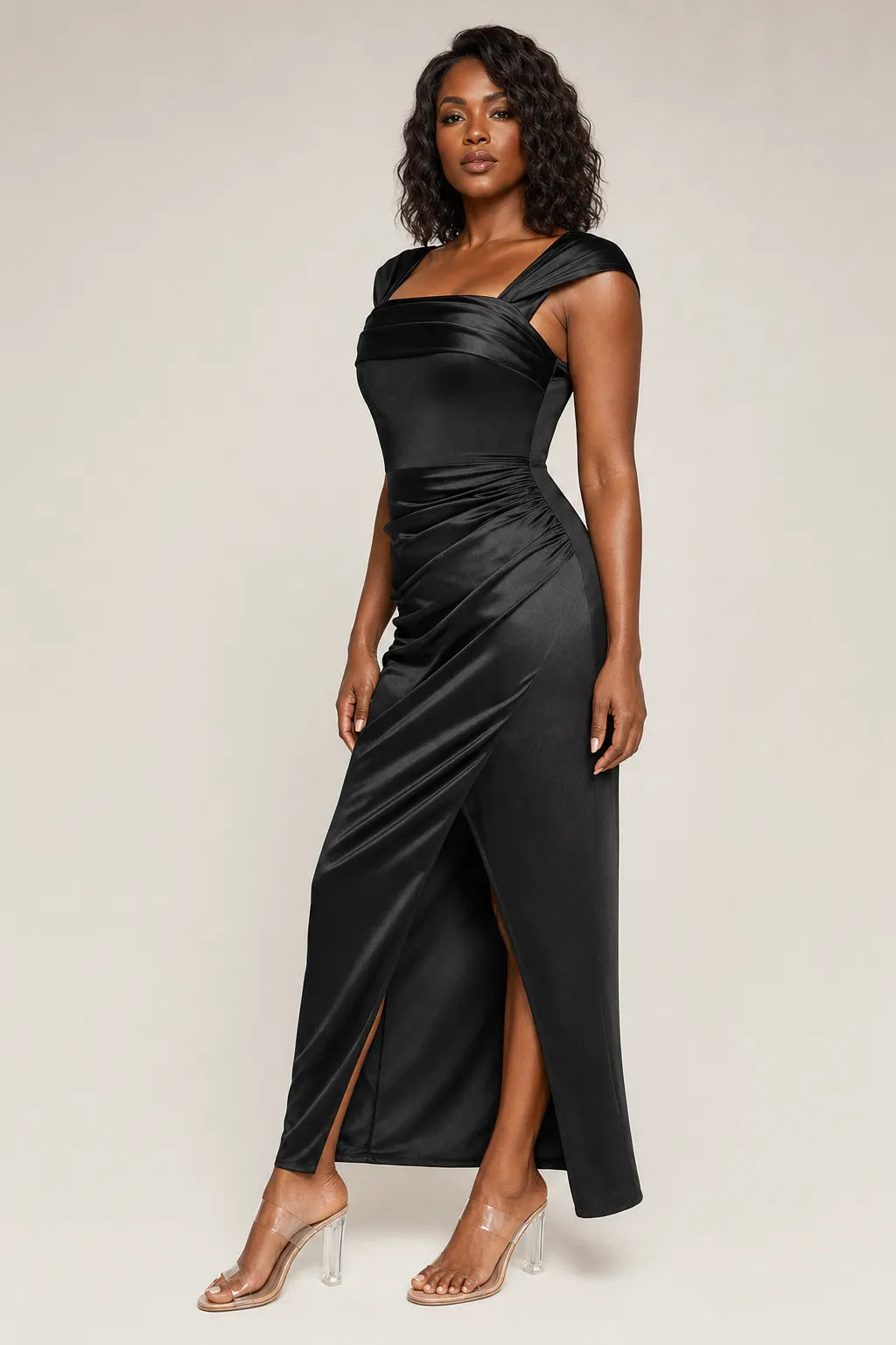 Shapewear Off Shoulder Shine Ruched Sculpting Maxi Dress
