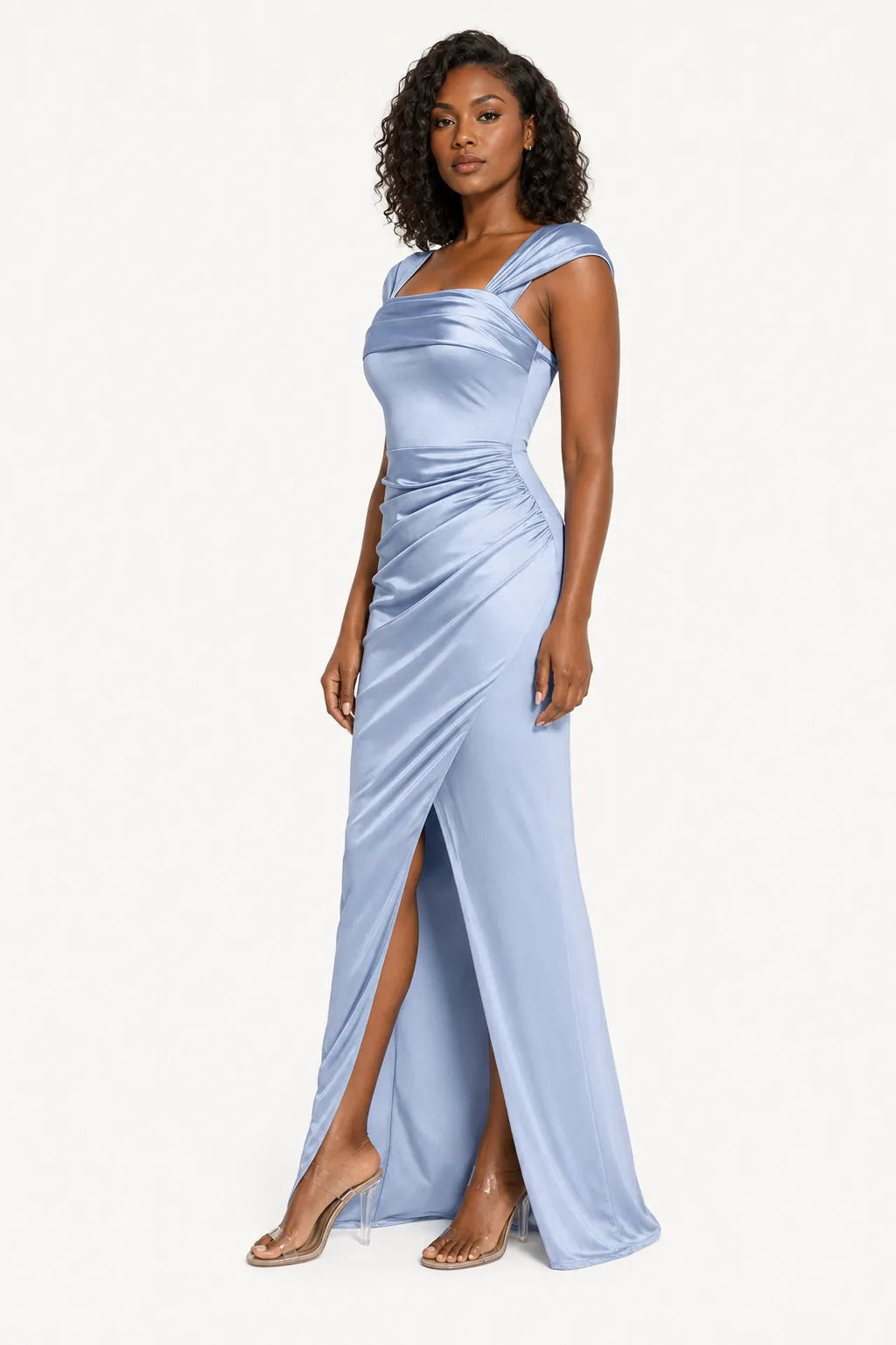 Shapewear Off Shoulder Shine Ruched Sculpting Maxi Dress