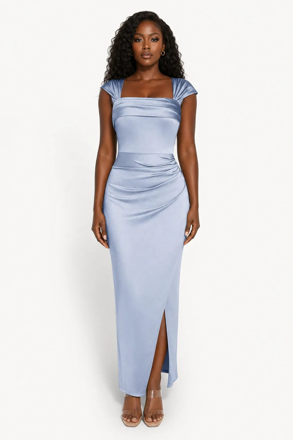 Shapewear Off Shoulder Shine Ruched Sculpting Maxi Dress