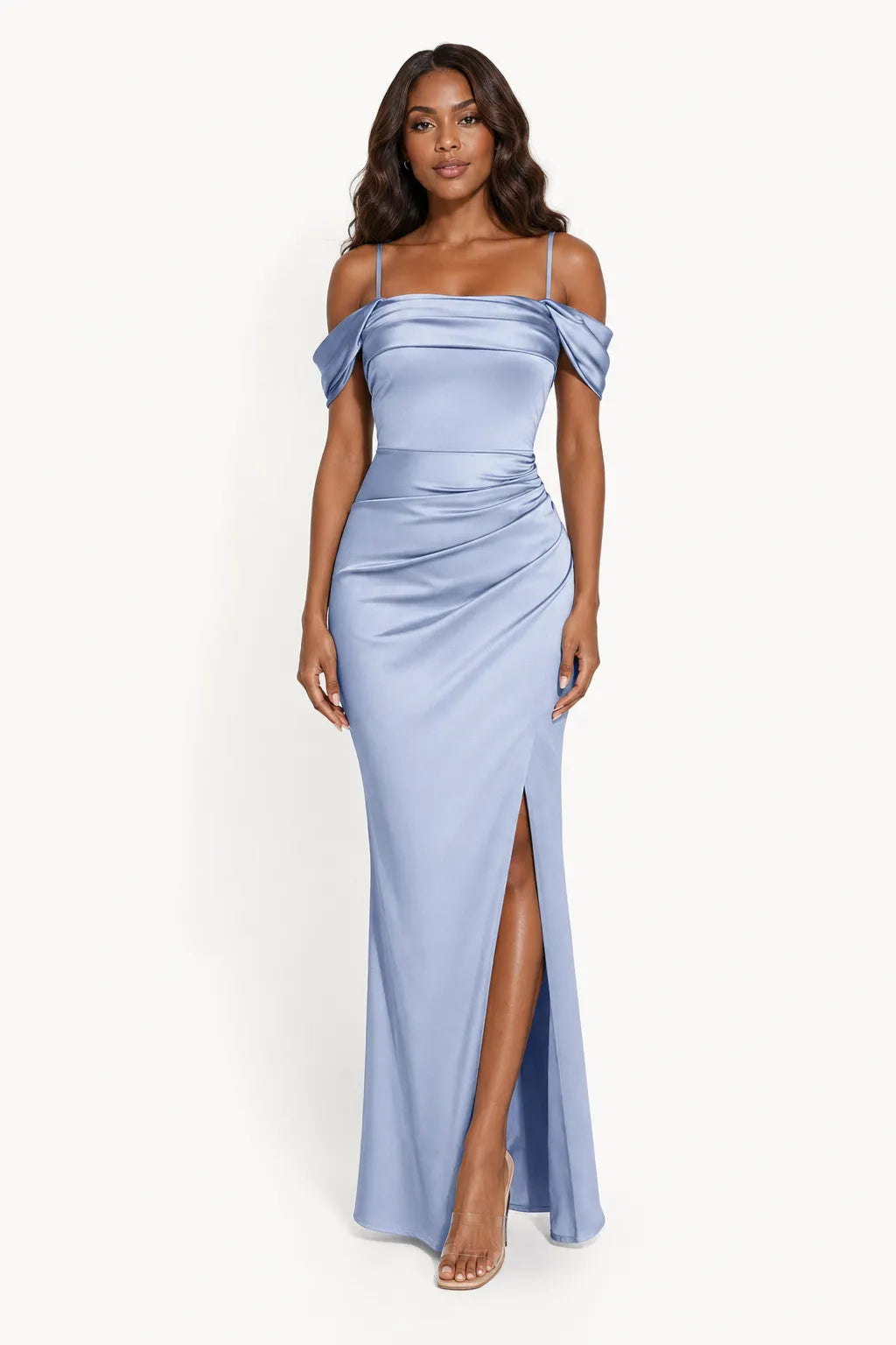 Shapewear Off Shoulder Shine Ruched Sculpting Maxi Dress