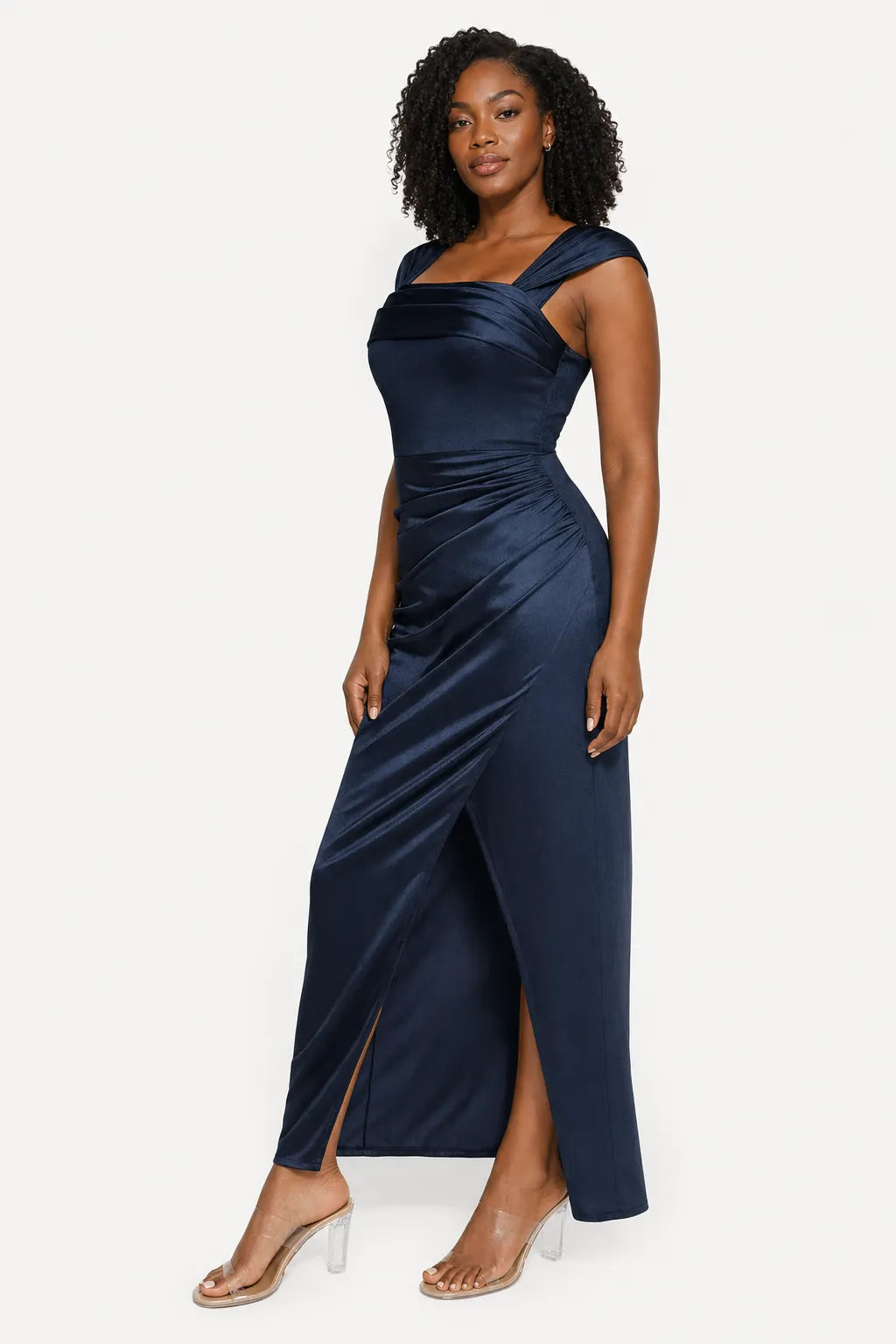 Shapewear Off Shoulder Shine Ruched Sculpting Maxi Dress