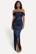Shapewear Off Shoulder Shine Ruched Sculpting Maxi Dress
