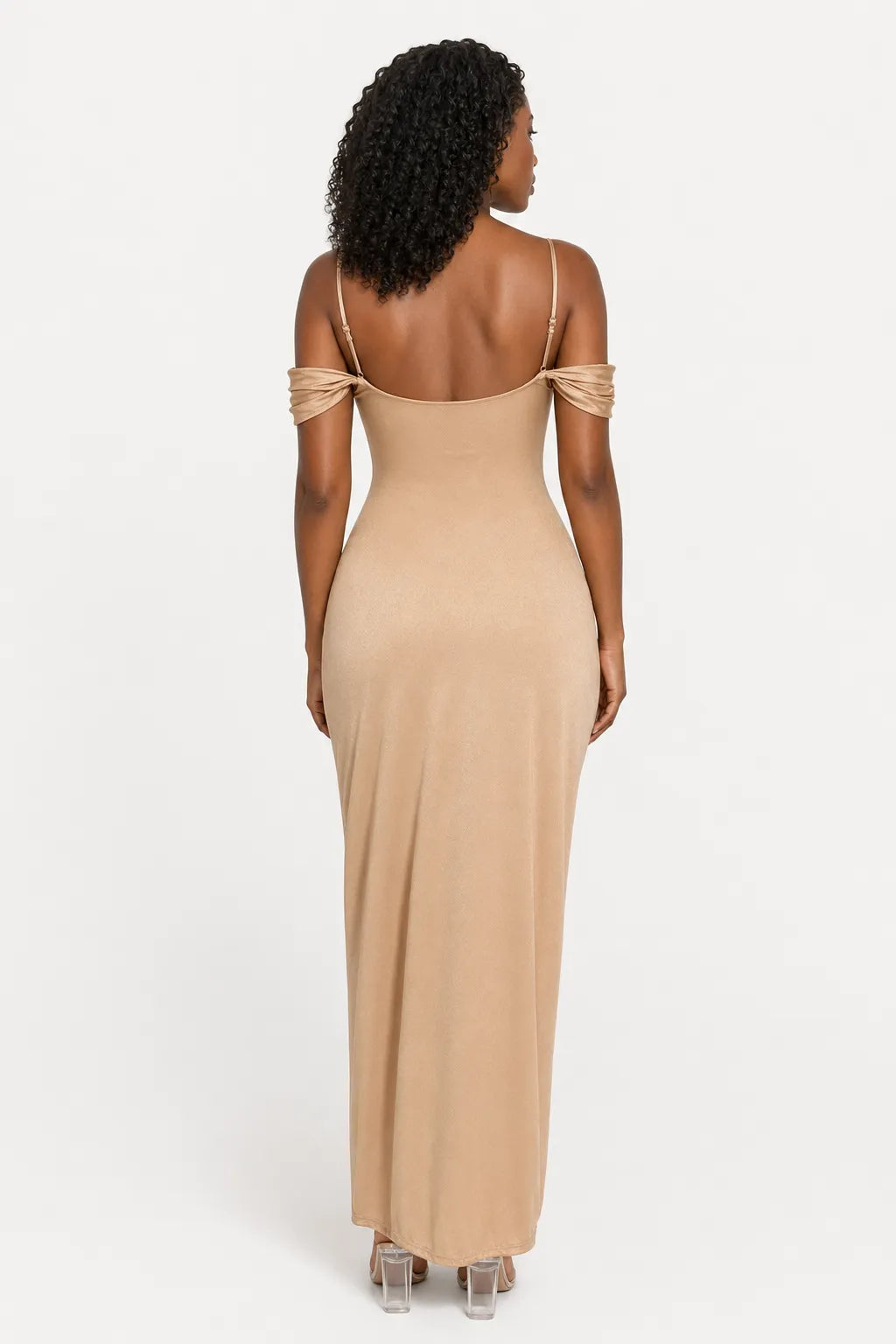 Shapewear Off Shoulder Shine Ruched Sculpting Maxi Dress