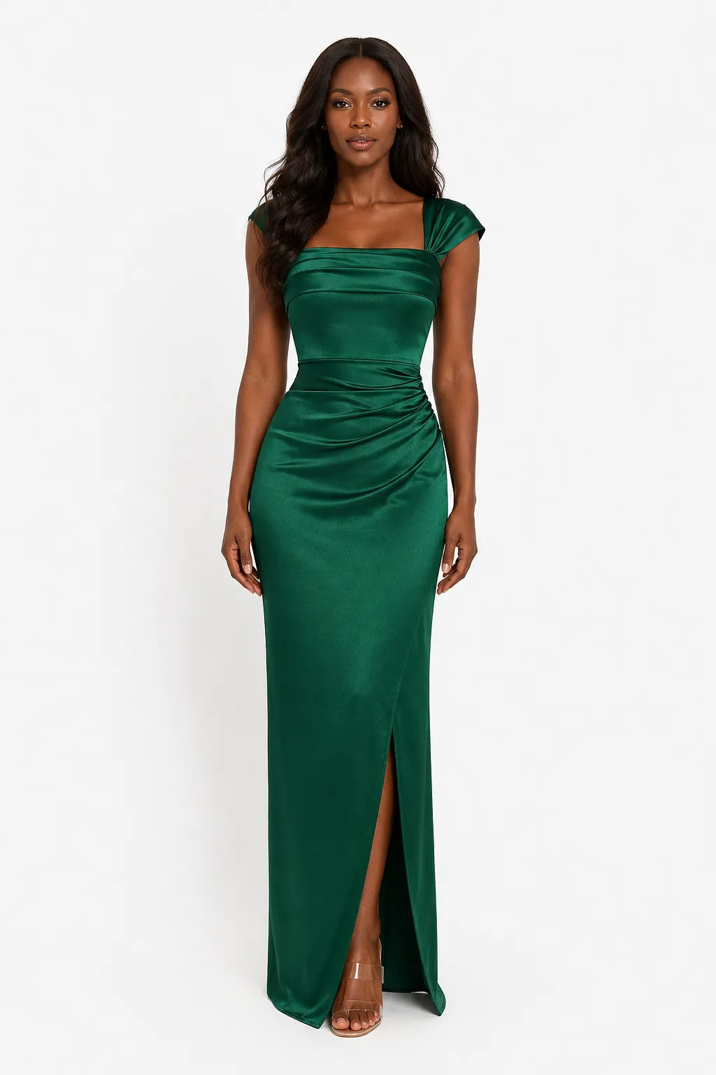 Shapewear Off Shoulder Shine Ruched Sculpting Maxi Dress