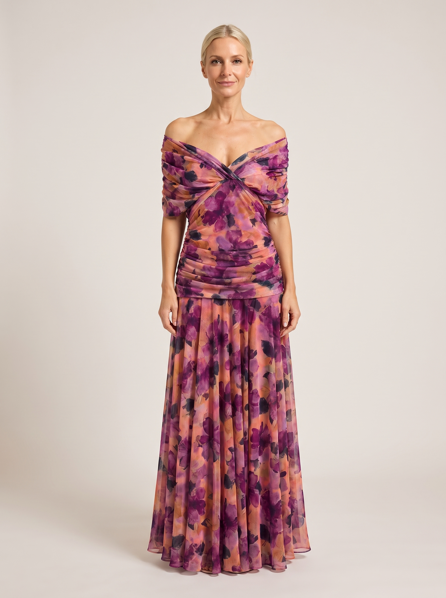 byExora Eloria Elegant Dress in Floral - studio front view on neutral background