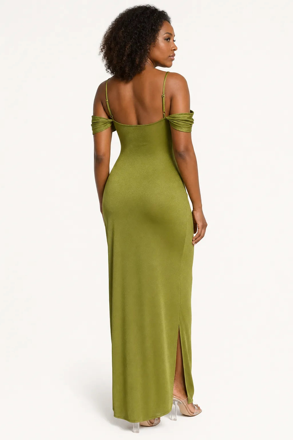 Shapewear Off Shoulder Shine Ruched Sculpting Maxi Dress
