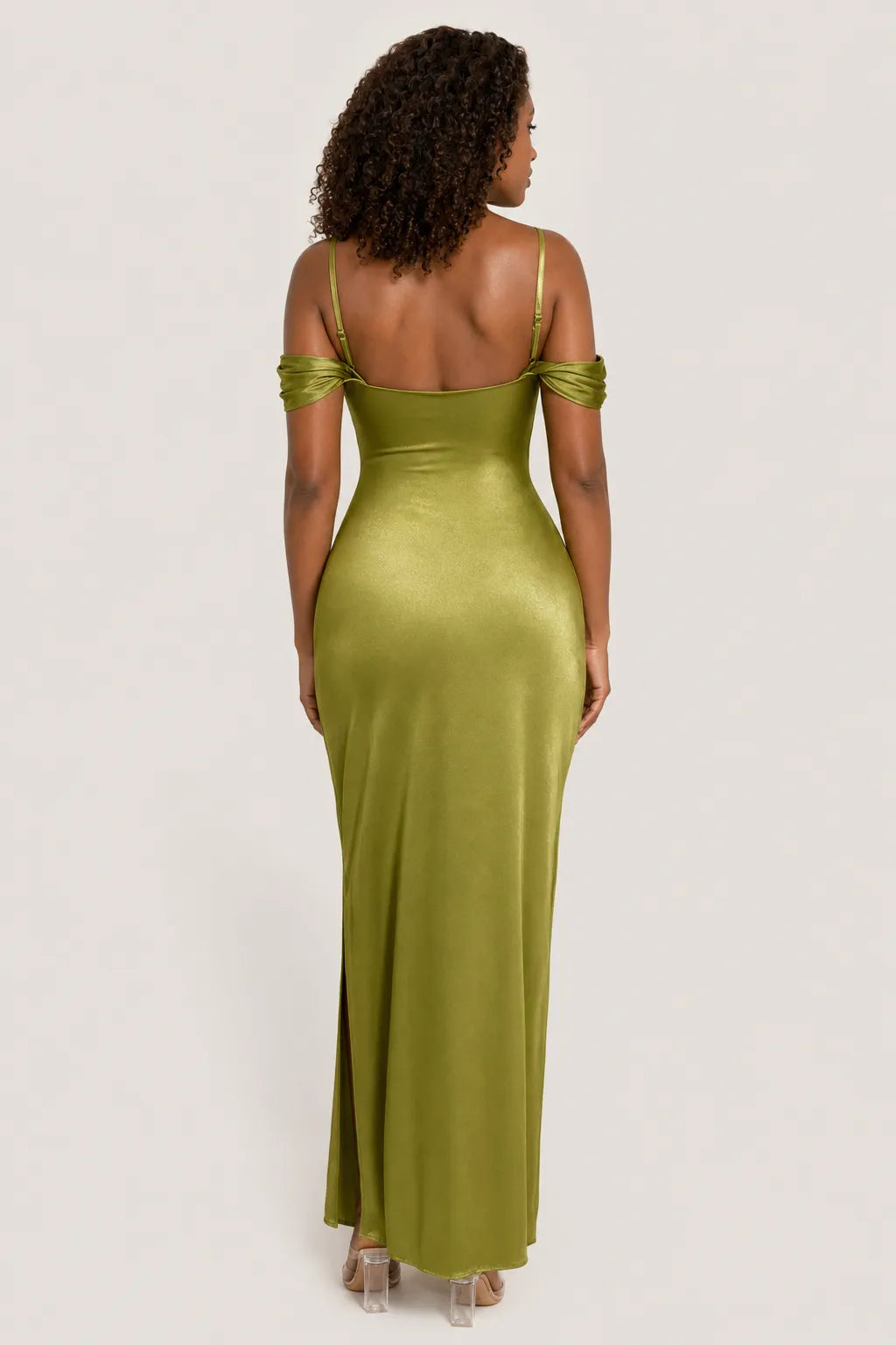 Shapewear Off Shoulder Shine Ruched Sculpting Maxi Dress