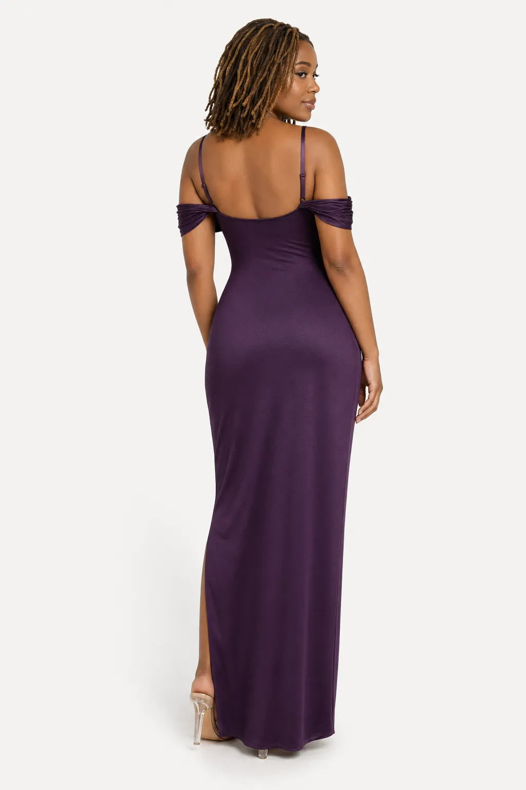 Shapewear Off Shoulder Shine Ruched Sculpting Maxi Dress
