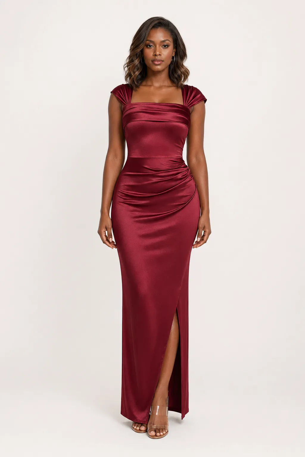 Shapewear Off Shoulder Shine Ruched Sculpting Maxi Dress