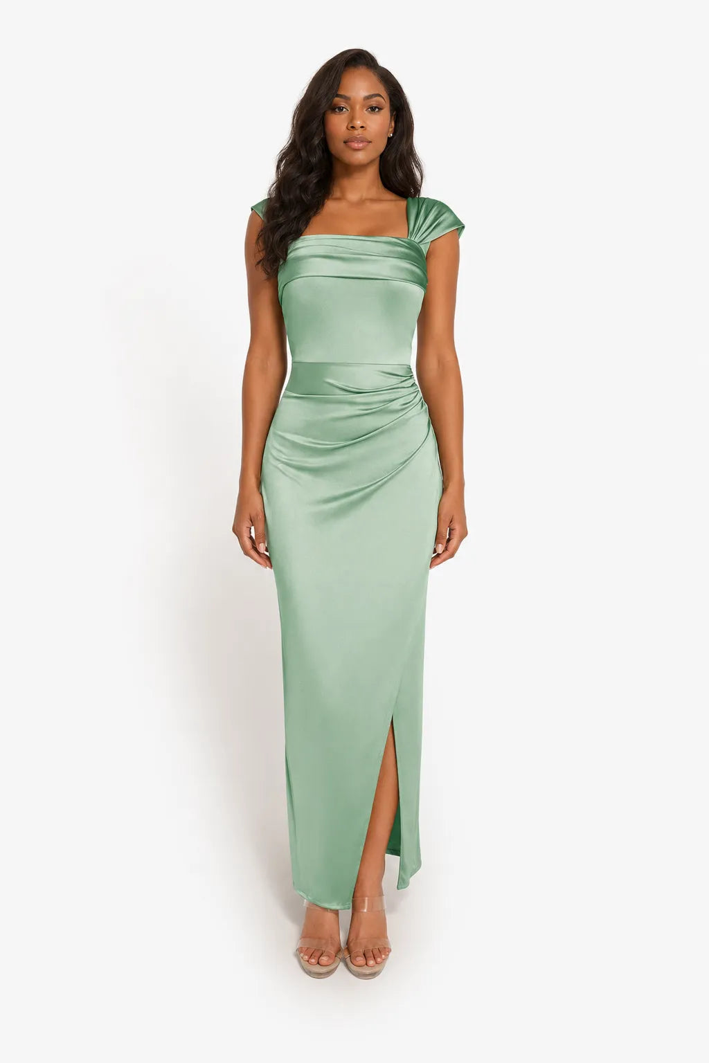Shapewear Off Shoulder Shine Ruched Sculpting Maxi Dress