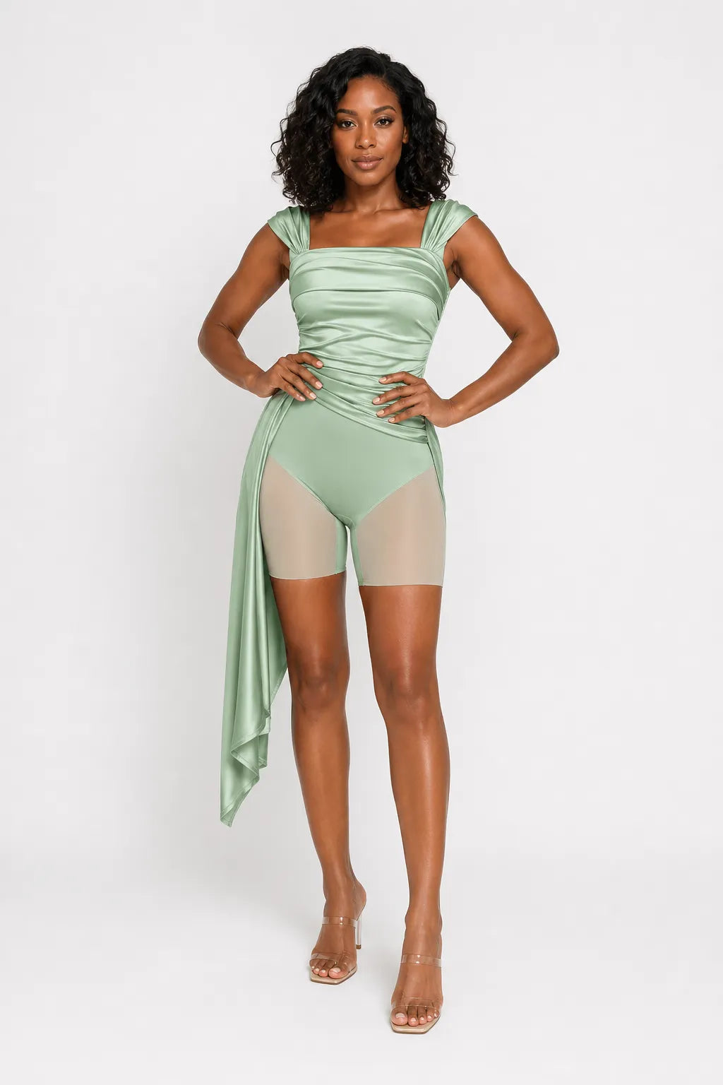 Shapewear Off Shoulder Shine Ruched Sculpting Maxi Dress