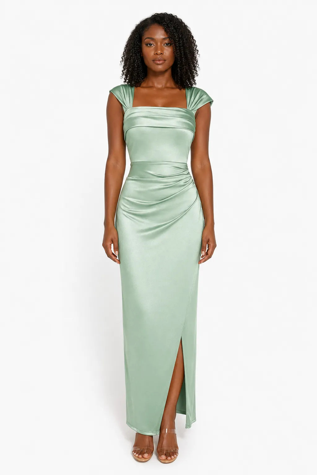 Shapewear Off Shoulder Shine Ruched Sculpting Maxi Dress
