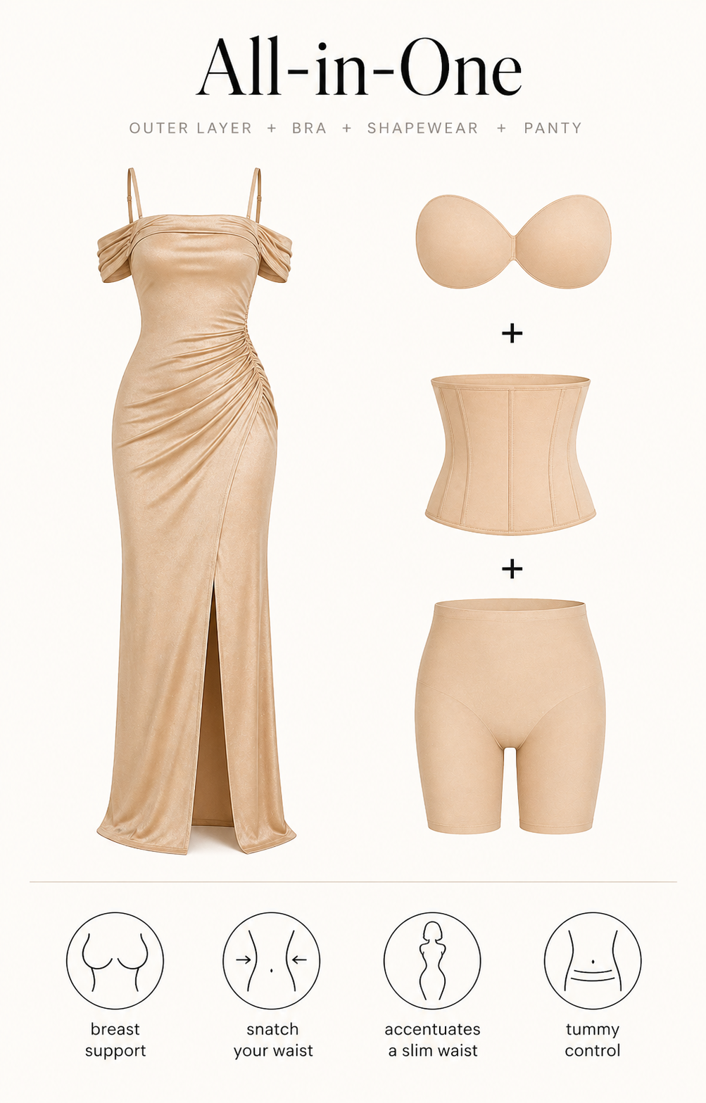 All-in-One — Outer Layer + Bra + Shapewear + Panty